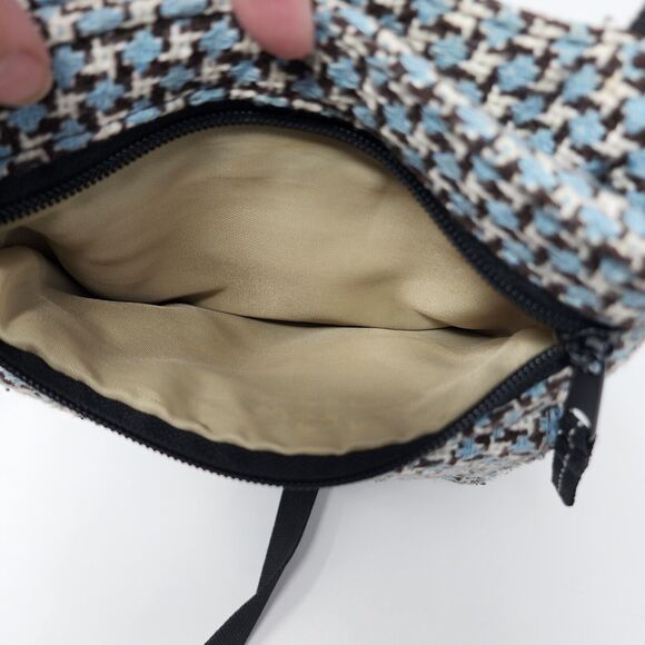 KAVU Keeper Crossbody Messenger Shoulder Bag Tweed Multi Pocket Blue White Black - Picture 13 of 15